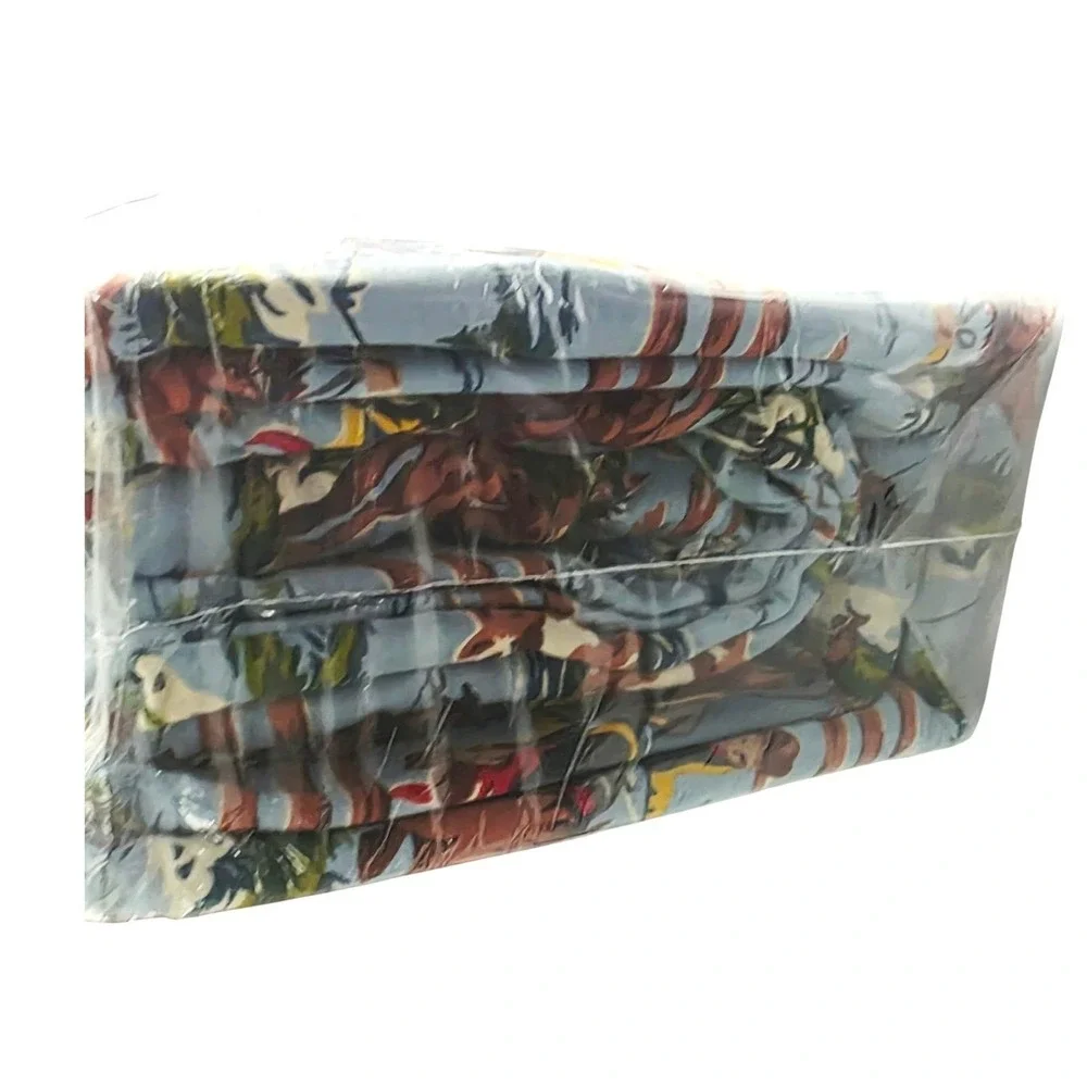 Vintage Nick & Nora Rio Grande Western Cowboy Queen Sheet Set Blue Jersey NEW